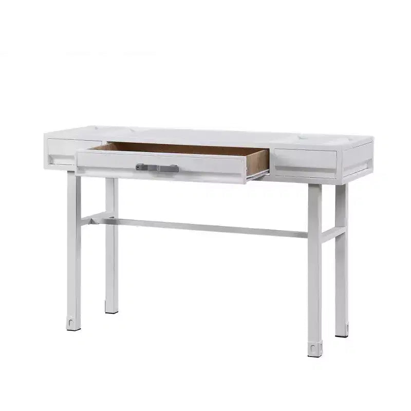 Tavolino da trucco bianco in ferro da 47" con specchio