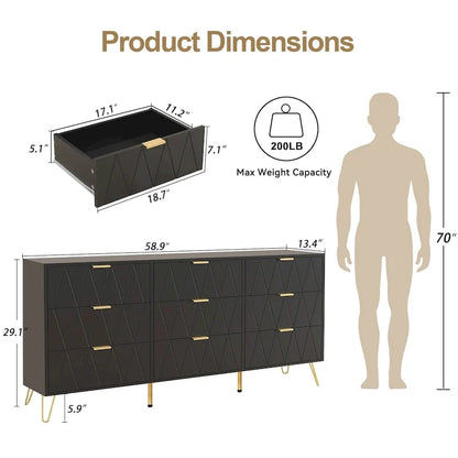 Cassettiera a 9 cassetti Mobile Contenitore Torre Organizzatore per Camera da Letto
