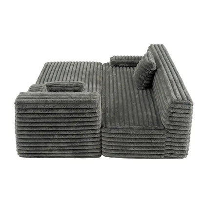 Divano componibile Cloud, divano moderno imbottito con 2 cuscini decorativi, divano combinabile liberamente, divano componibile a L