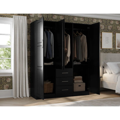 Palace Imports Armadio a 3 ante Cosmo 100% legno massello con ante in legno massello o a specchio