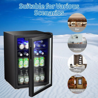 Mini Frigo-Cantinetta per bevande da 100 lattine, Frigo portatile, Porta in vetro frontale trasparente, Piccolo refrigeratore per bevande con touch screen - 2.6 Cu. Ft.