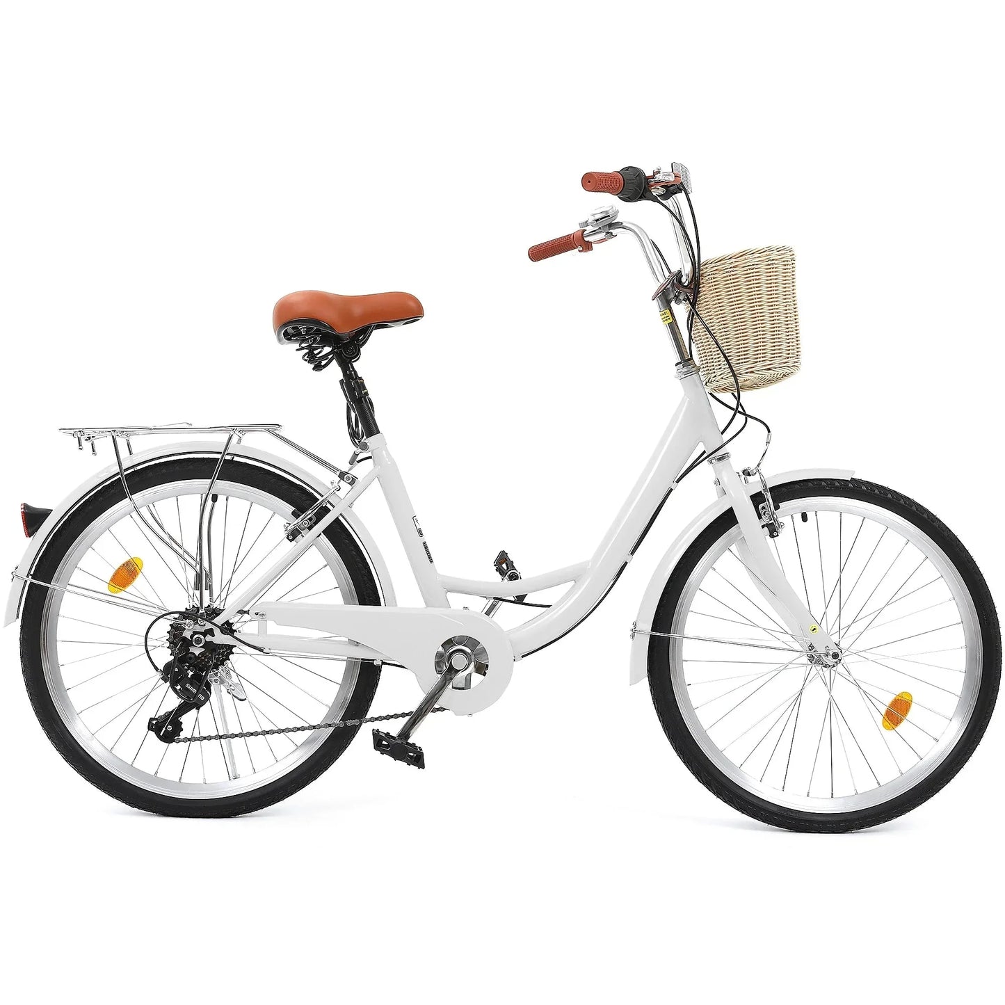 Moasis24/26 Bicicletta Cruiser a 7 velocità Regolabile con Telaio Ribassato, per Pendolari