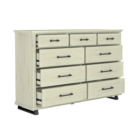 Set camera da letto 4 pezzi stile rustico - 2 comodini, 1 cassettone e 1 comò