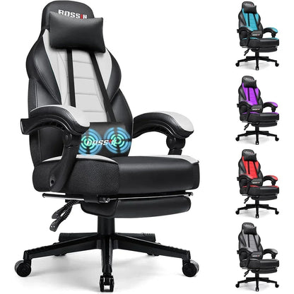 Sedia da gaming BOSSIN Racing Style, sedia da gamer per persone robuste fino a 136 kg, sedia da computer con schienale alto