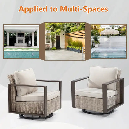 Cozywor Set 2 Sedie a Dondolo da Esterno in Rattan per Patio con Telaio in Metallo e Cuscini