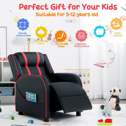 Fauteuil inclinable pour enfants Gymax Canapé ergonomique en cuir avec repose-pieds