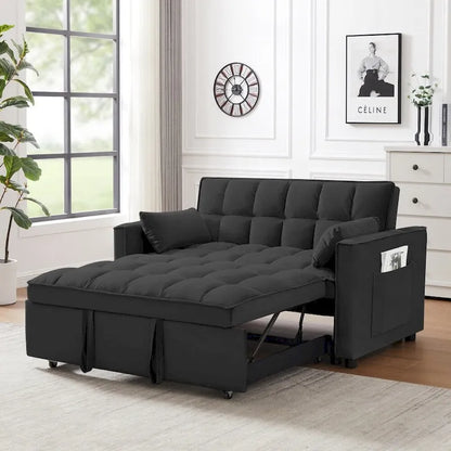 Divano letto 3 in 1 in velluto convertibile con letto estraibile e schienale reclinabile