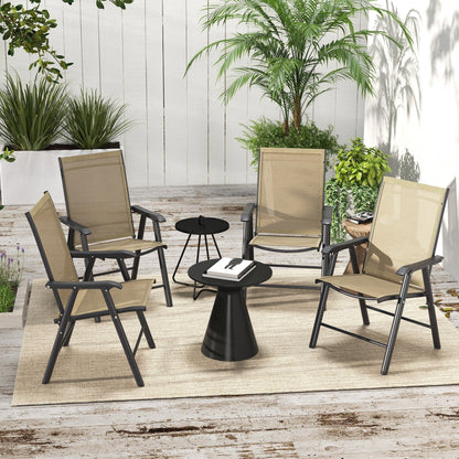 Set di 4 sedie pieghevoli Outsunny per patio, dal design semplice ed elegante, comode per terrazza, giardino, cortile e viaggio