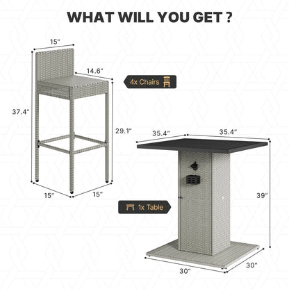 Moasis Set di Mobili da Esterno con Bar in Vimini 5 Pezzi - 5 PZ