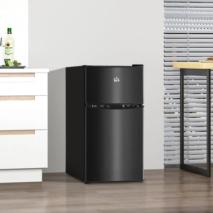 HOMCOM Mini Frigorifero a Doppia Porta con Congelatore, Frigo Compatto da 90 litri con Ripiano Regolabile, Termostato Regolabile