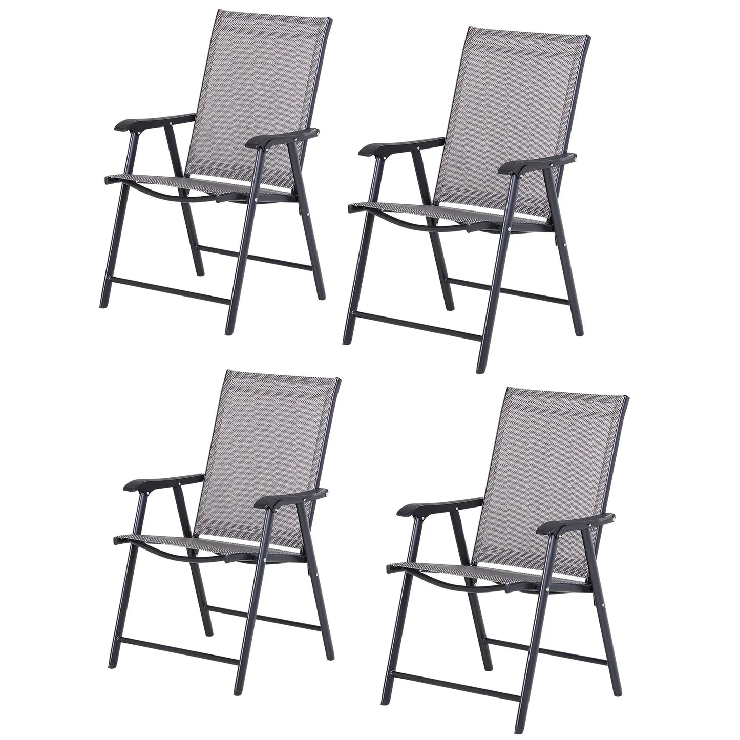 Set di 4 sedie pieghevoli Outsunny per patio, dal design semplice ed elegante, comode per terrazza, giardino, cortile e viaggio