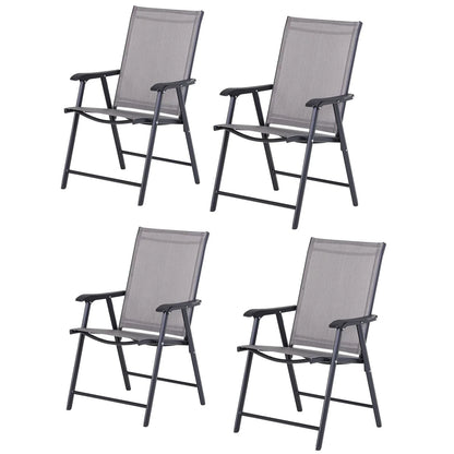 Set di 4 sedie pieghevoli Outsunny per patio, dal design semplice ed elegante, comode per terrazza, giardino, cortile e viaggio