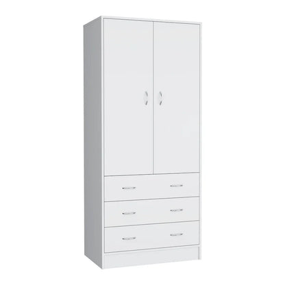 19 Armadio moderno a due ante con 3 cassetti e 1 asta appendiabiti per camera da letto