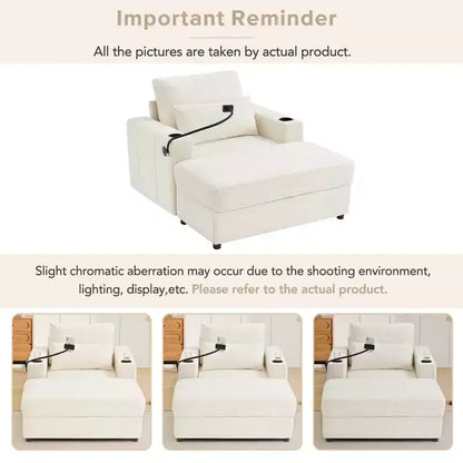 Divano letto Chaise Lounge con pouf contenitore mobile, seduta profonda