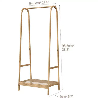 Appendiabiti con Ripiano, Appendiabiti Autoportante in Bambù per Camera da Letto, Balcone, Negozio di Vestiti, Organizzatore per Vestiti, Legno
