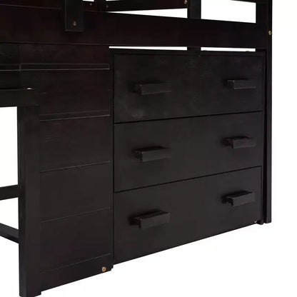 Letto a soppalco basso con contenitore per bambini, letto a soppalco singolo in legno con armadio e mensola per bambine e bambini
