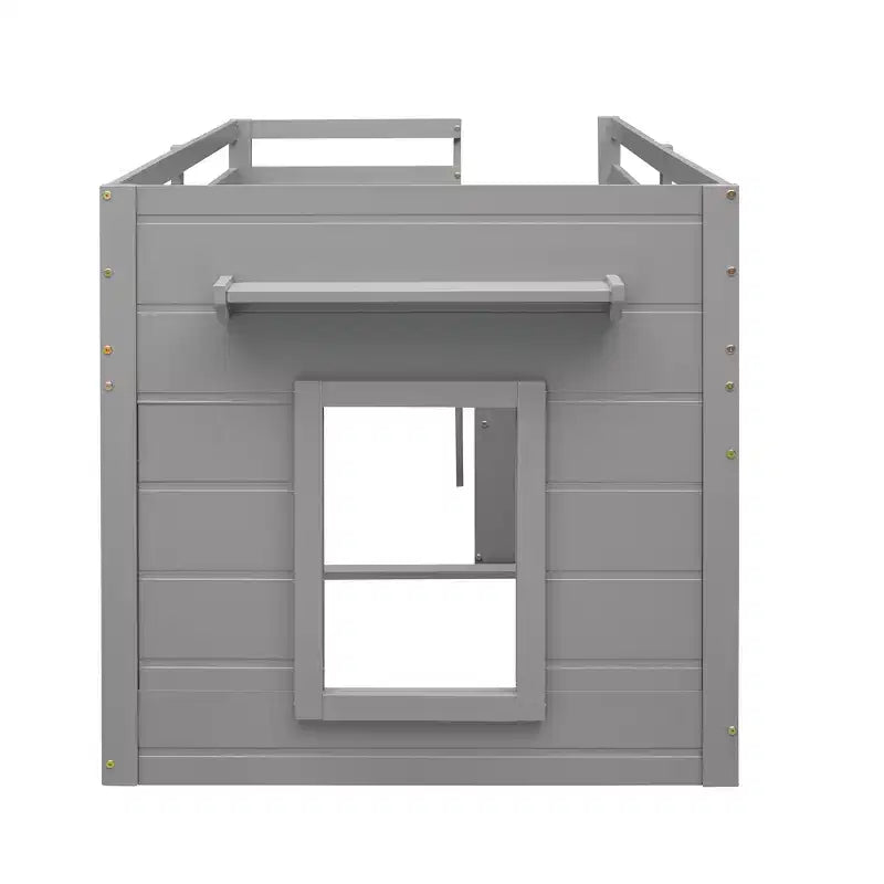 Letto a soppalco basso con contenitore per bambini, letto a soppalco singolo in legno con armadio e mensola per bambine e bambini