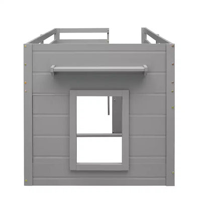 Letto a soppalco basso con contenitore per bambini, letto a soppalco singolo in legno con armadio e mensola per bambine e bambini