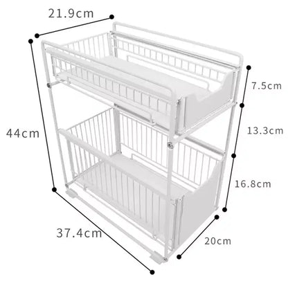 Organizzatore estraibile per armadio, cestelli in filo metallico a 2 livelli con cassetto scorrevole, cestelli in filo metallico scorrevoli in acciaio al carbonio per dispensa da cucina