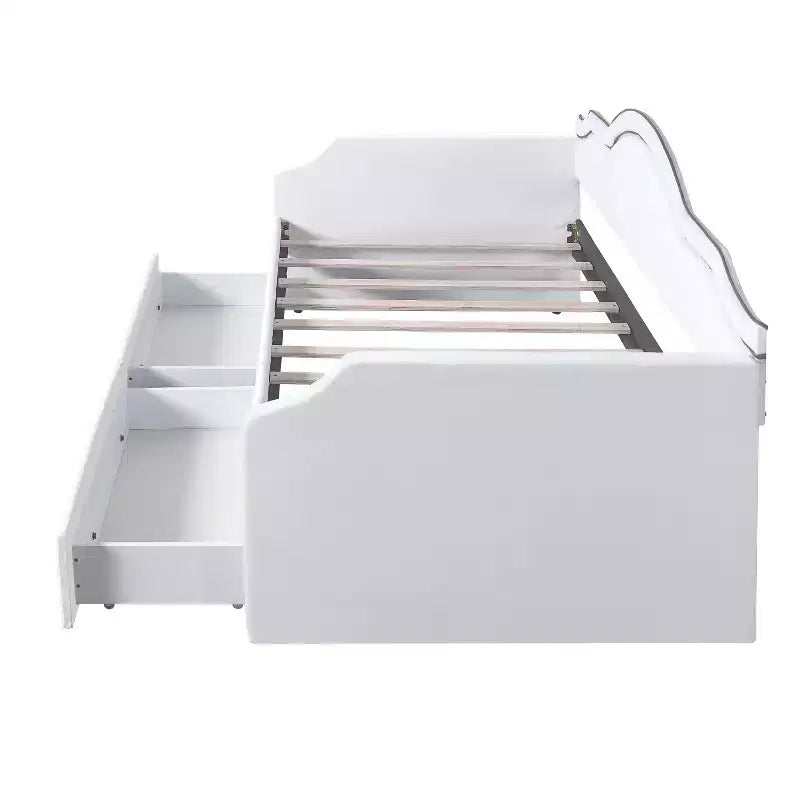 Divano letto in velluto per letto singolo/matrimoniale con striscia luminosa a LED controllabile tramite app e 2 cassetti