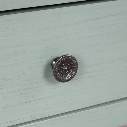 Consolle in legno massello da 122 cm con 3 cassetti e 2 ripiani, blu e marrone stile retrò