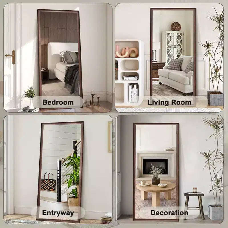 Specchio a figura intera da pavimento o da parete con cornice in legno, 32"x70"