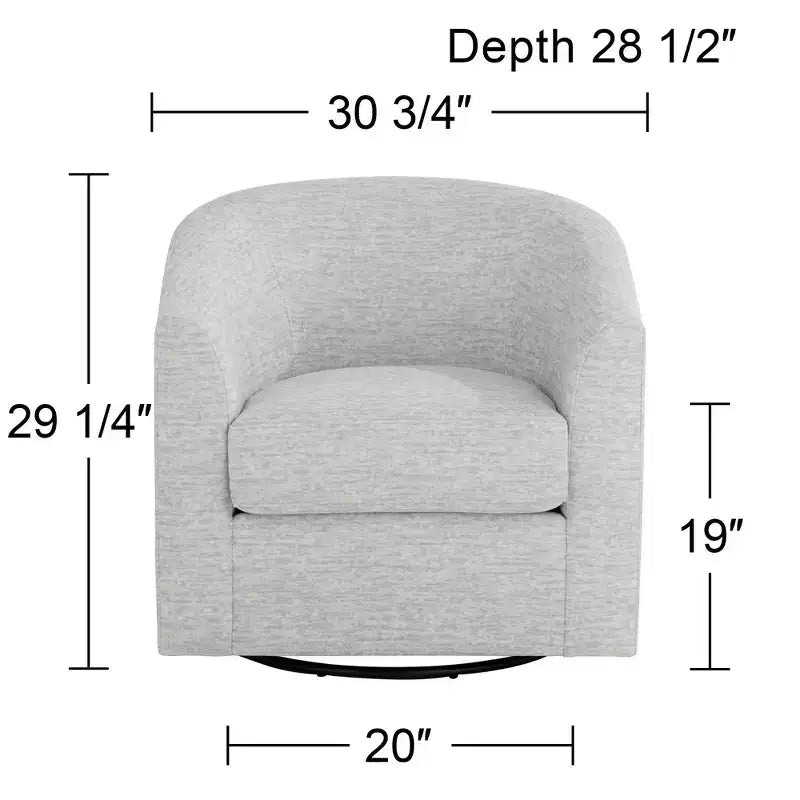 Poltrona girevole a barilotto, 78 cm di larghezza, tessuto grigio