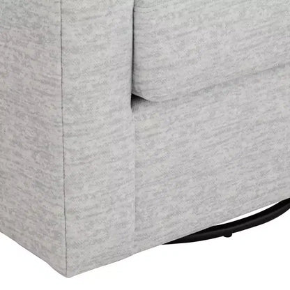 Poltrona girevole a barilotto, 78 cm di larghezza, tessuto grigio