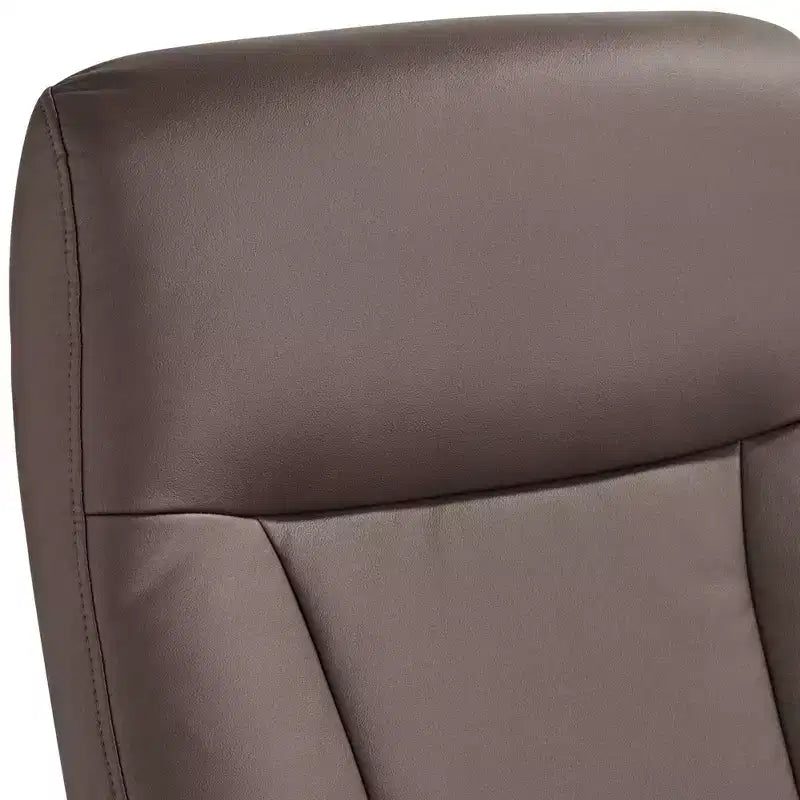 Poltrona reclinabile in similpelle con poggiapiedi, girevole manuale, marrone cioccolato