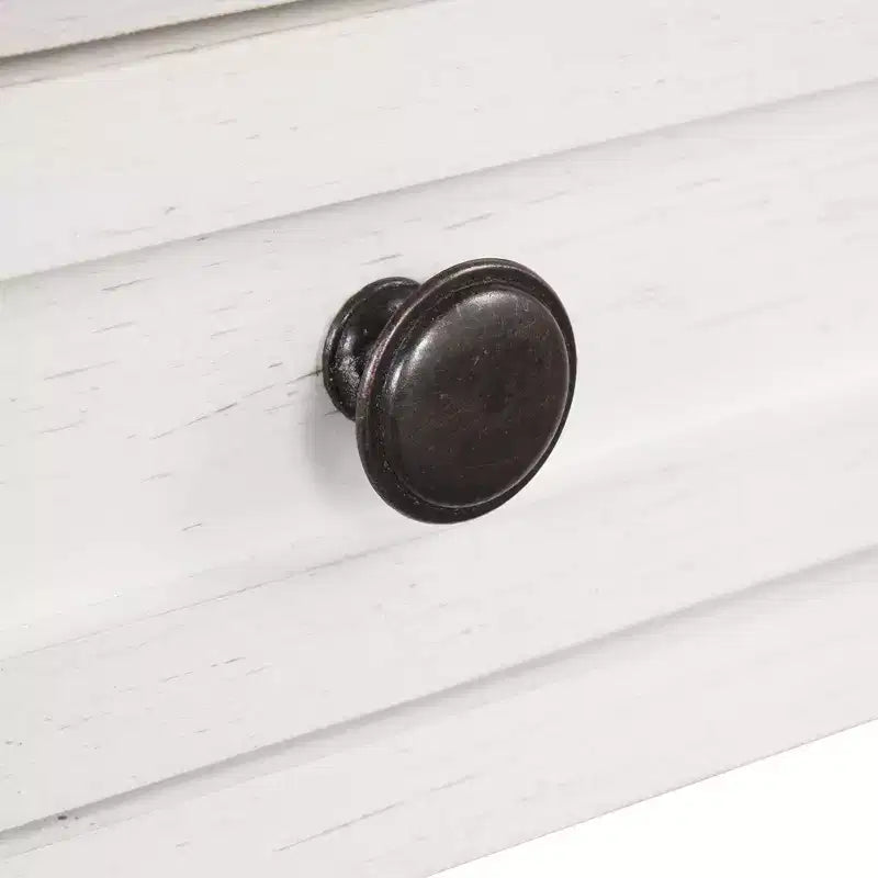 Tavolo consolle da 91 cm in legno stile rustico con 4 cassetti e 1 ripiano, bianco anticato