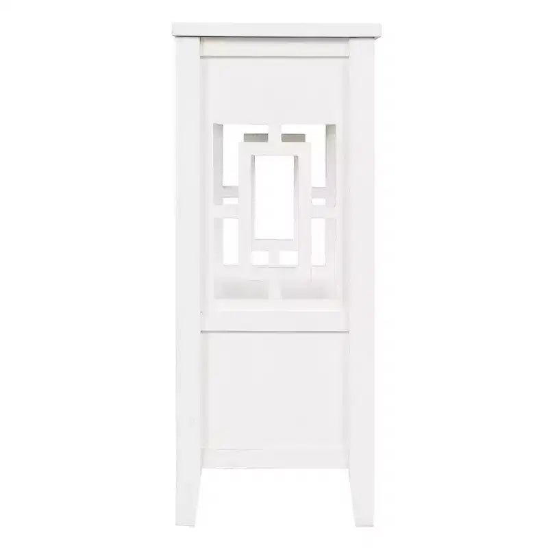 Tavolo consolle da 91 cm in legno stile rustico con 4 cassetti e 1 ripiano, bianco anticato
