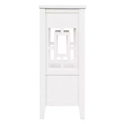 Tavolo consolle da 91 cm in legno stile rustico con 4 cassetti e 1 ripiano, bianco anticato
