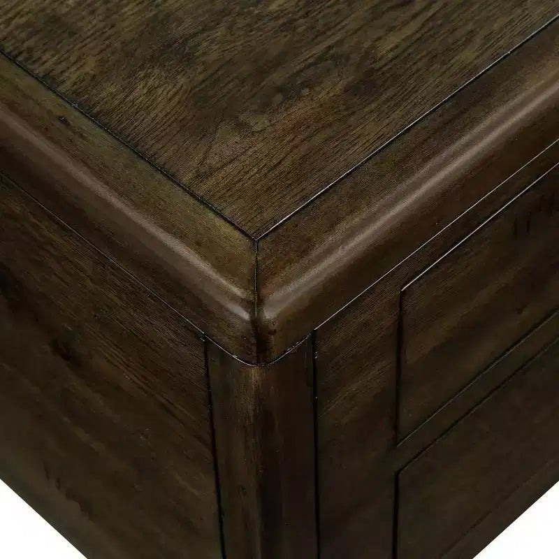 Tavolino da caffè in legno da 40" con 4 cassetti e gambe con decorazione a rivetti, color espresso