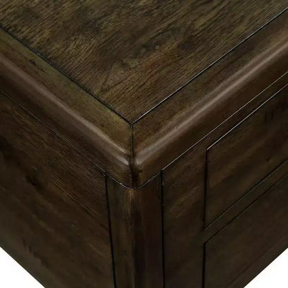 Tavolino da caffè in legno da 40" con 4 cassetti e gambe con decorazione a rivetti, color espresso