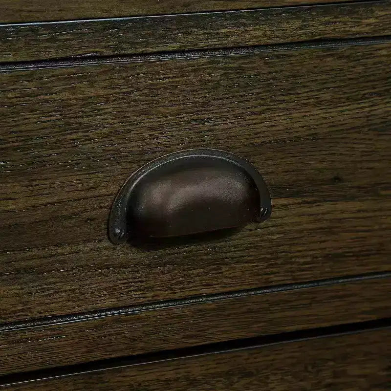 Tavolino da caffè in legno da 40" con 4 cassetti e gambe con decorazione a rivetti, color espresso