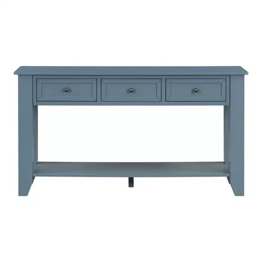 Luxystar Console Table with Three Drawers and Shelf Storage Sideboard, Blue