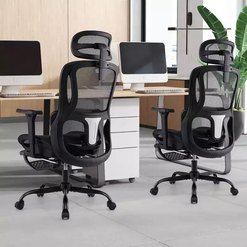 Sedia da Ufficio Ergonomica con Poggiatesta Girevole e Supporto Lombare Regolabile