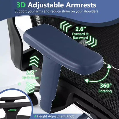 Sedia da Ufficio Ergonomica con Poggiatesta Girevole e Supporto Lombare Regolabile