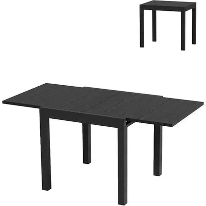 Tavolo da Patio Espandibile da 80-160 cm per 4-6 Persone, Tavolo da Pranzo Rettangolare da Esterno con Piano Effetto Legno per Giardino, Terrazza, Portico