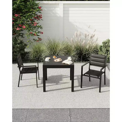Tavolo da Patio Espandibile da 80-160 cm per 4-6 Persone, Tavolo da Pranzo Rettangolare da Esterno con Piano Effetto Legno per Giardino, Terrazza, Portico