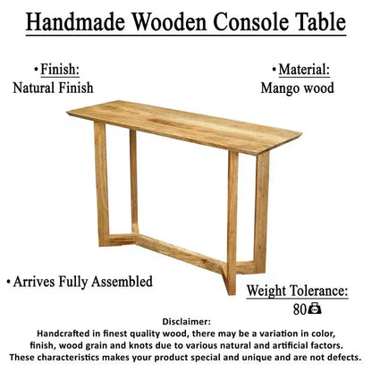 Tavolo consolle Royal Hampton | Piano rettangolare da 48 pollici | Struttura aperta con base a cavalletto | Legno di mango