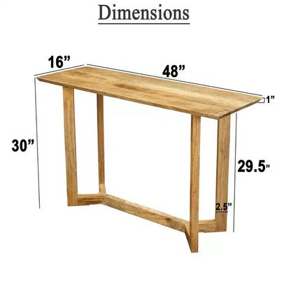Tavolo consolle Royal Hampton | Piano rettangolare da 48 pollici | Struttura aperta con base a cavalletto | Legno di mango