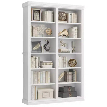 Scaffale alto 74,5" con doppio ripiano, libreria extra large, libreria a 6 ripiani doppia larghezza con 12 scomparti, librerie ampie indipendenti