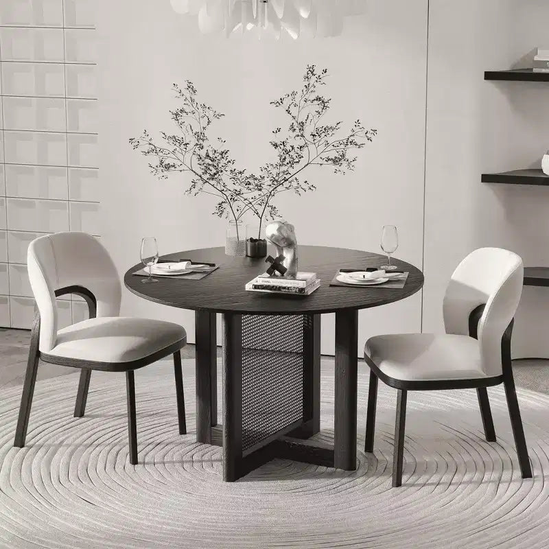 Tavolo da pranzo rotondo in legno da 46" per 4 persone, stile moderno rustico