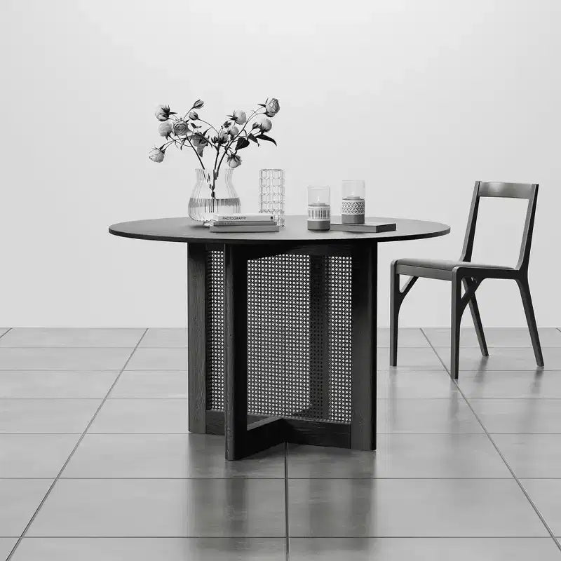 Tavolo da pranzo rotondo in legno da 46" per 4 persone, stile moderno rustico