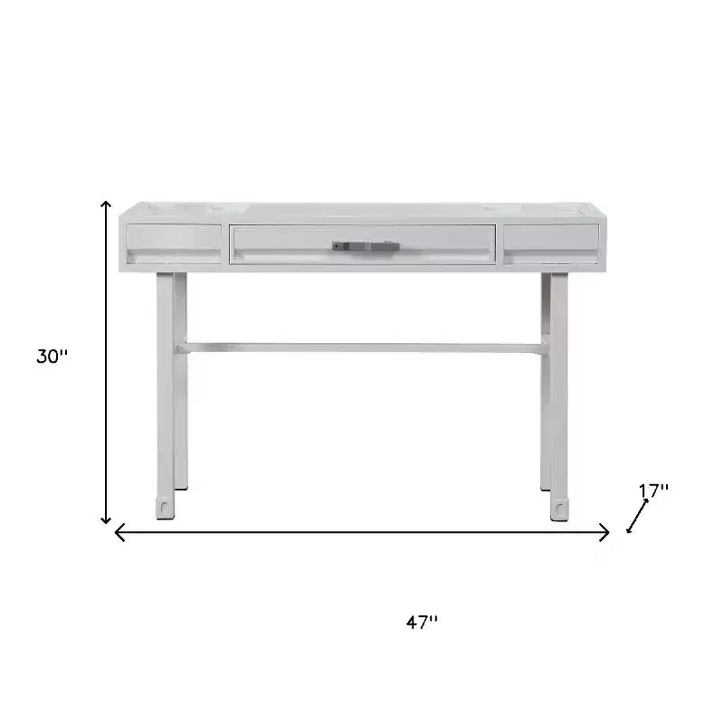 Tavolino da trucco bianco in ferro da 47" con specchio