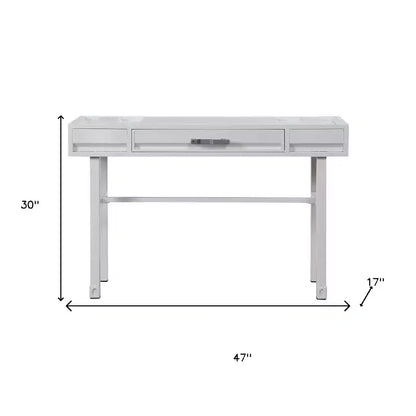 Tavolino da trucco bianco in ferro da 47" con specchio