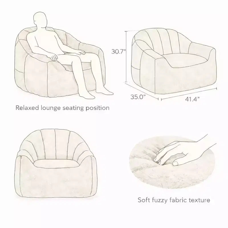 Poltrona d'accento Plush Lounge con base completamente rivestita, beige champagne