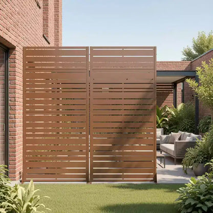 Paravento con lamelle, divisorio per la privacy a doppia faccia, acciaio marrone, altezza 183 cm