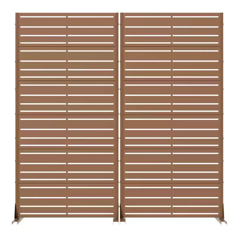 Paravento con lamelle, divisorio per la privacy a doppia faccia, acciaio marrone, altezza 183 cm